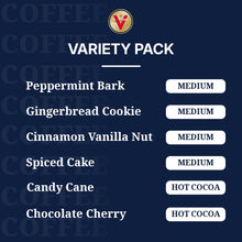 Load image into Gallery viewer, Holiday Favorites Coffee & Hot Cocoa Mix Variety Pack, 96 Count, Single Serve Cups & Coffee Pods for Keurig K-Cup Brewers
