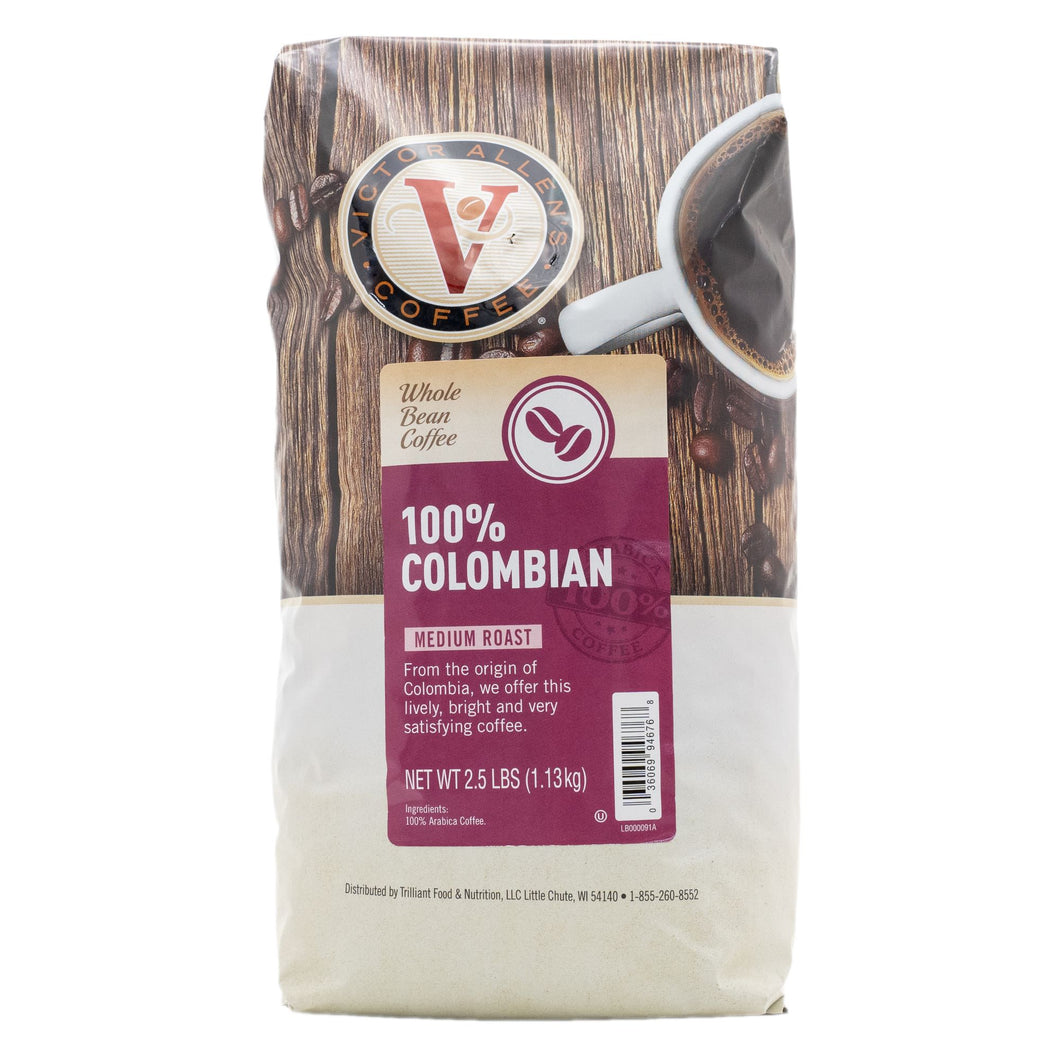 Victor Allen's Coffee 100% Colombian Whole Bean, 2.5lb Bag, Medium Roast