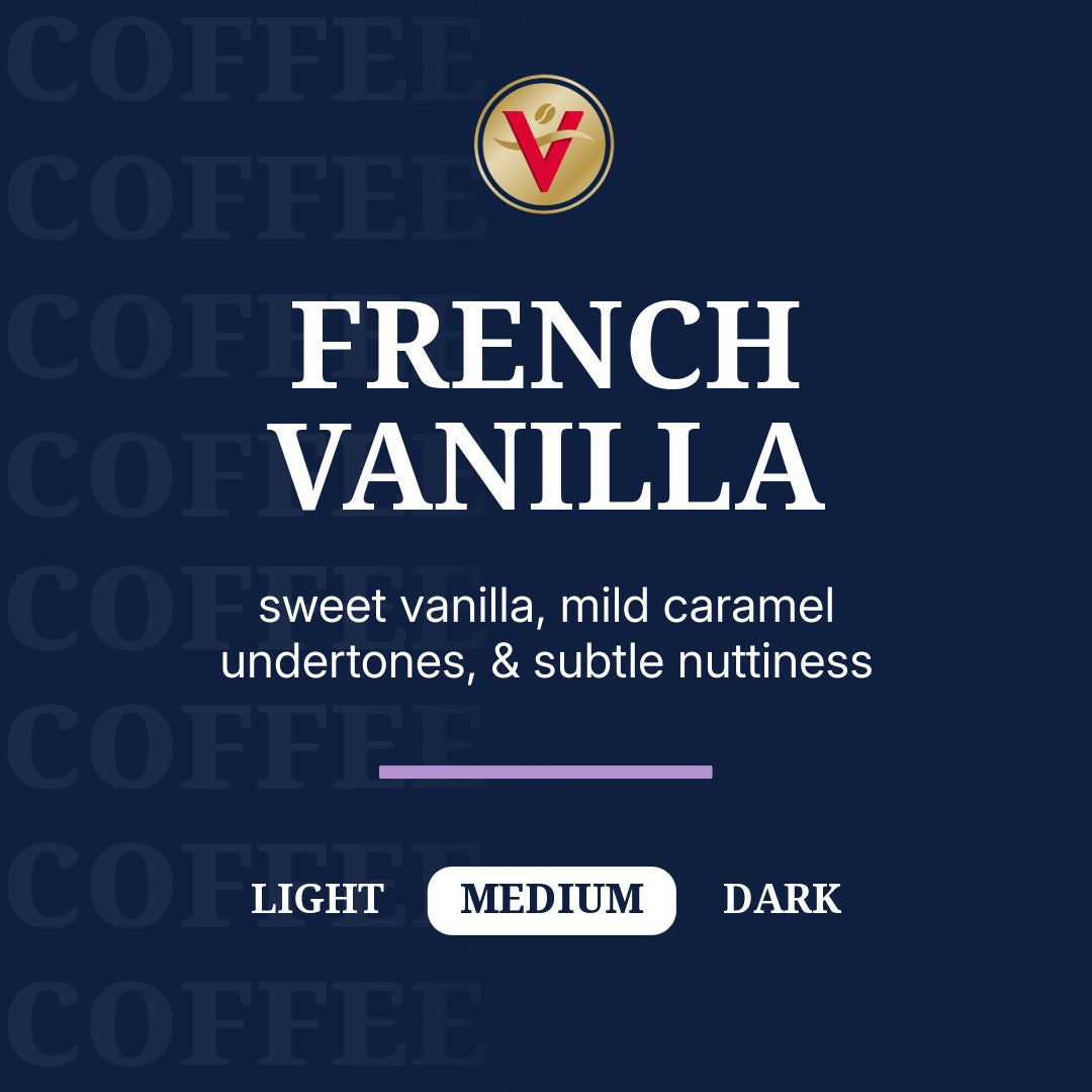 French Vanilla Flavored, Medium Roast, Single Serve Coffee Pods