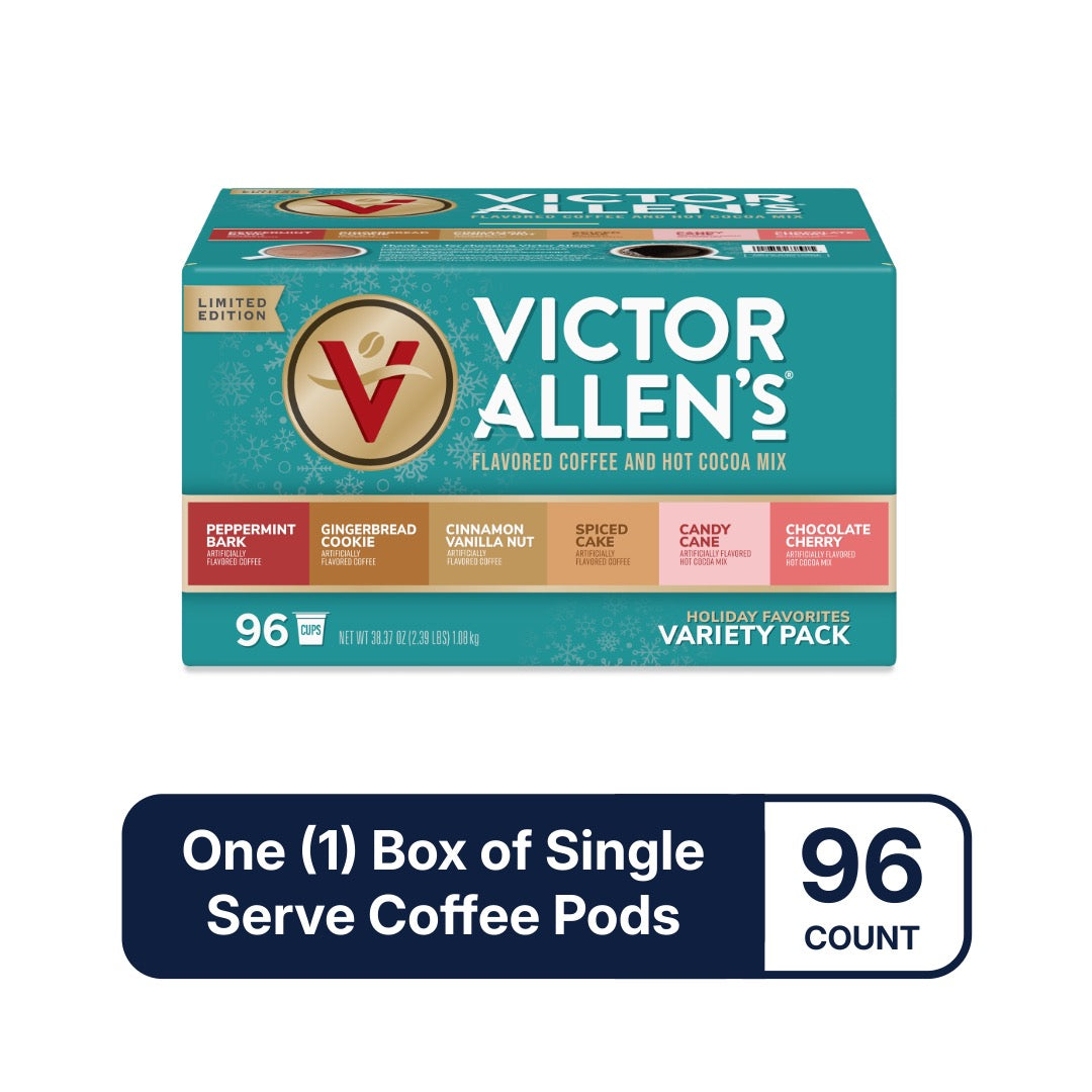 Holiday Favorites Coffee & Hot Cocoa Mix Variety Pack, 96 Count, Singl   Victor Allen