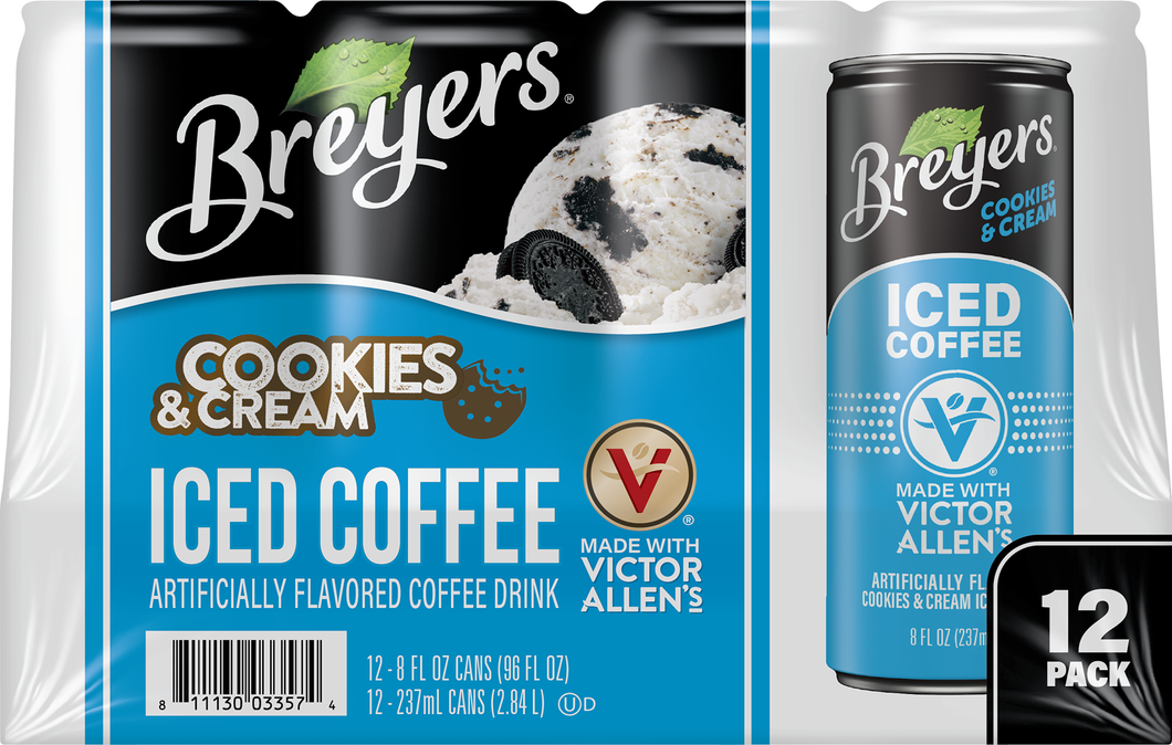 Iced Latte, Breyer's Cookies & Cream Flavored, Ready to Drink, 12 Pack - 8oz Cans