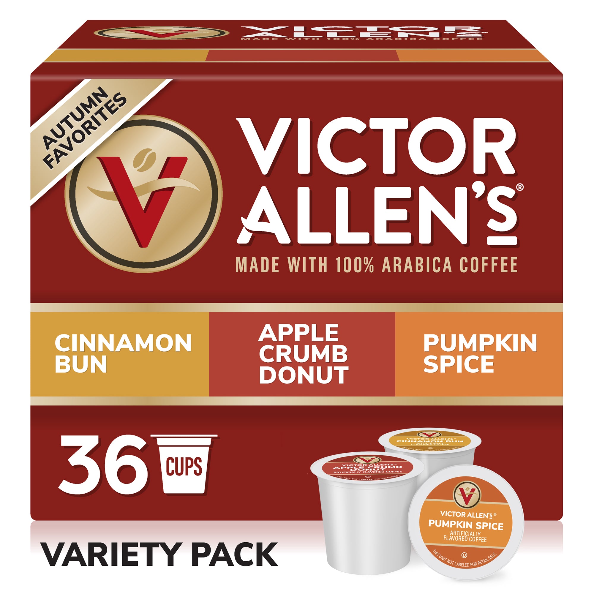 Victor Allen's Coffee Autumn Favorites Variety Pack, Medium Roast, 36