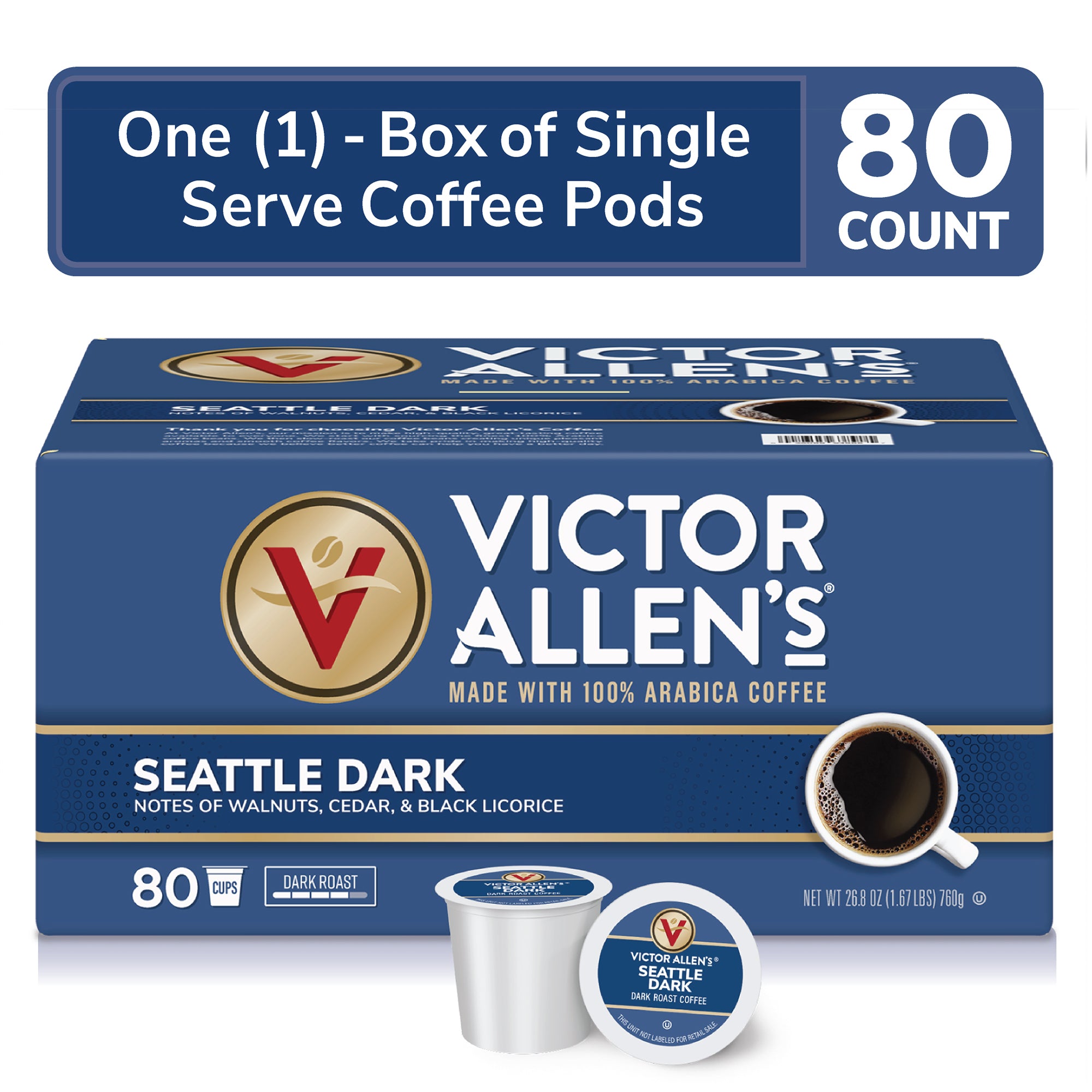 Victor Allen's Coffee Seattle Dark, Dark Roast, 80 Count, Single Serve ...