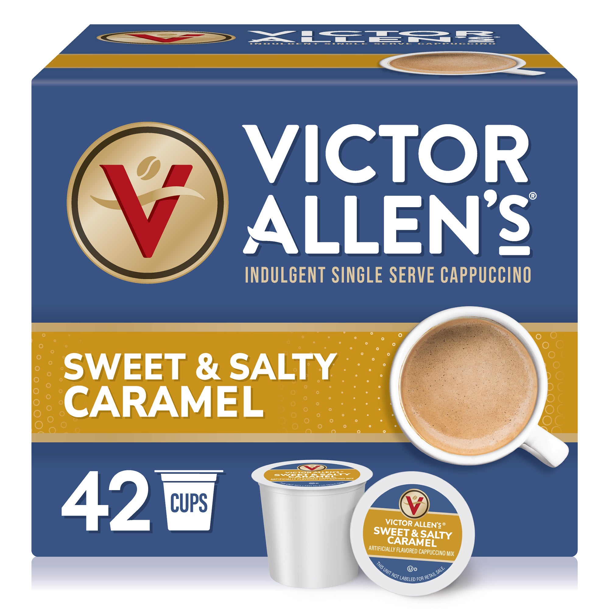 Victor Allen's Coffee Sweet and Salty Caramel Flavored Cappuccino Mix, 42  Count, Single Serve K-Cup Pods for Keurig K-Cup Brewers Brewers