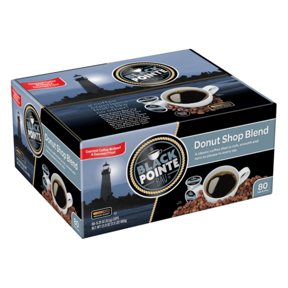 Black Pointe Bay, Donut Shop Blend, Medium Roast, 80 Count Single Serve Coffee Pods for Keurig K-Cup Brewers
