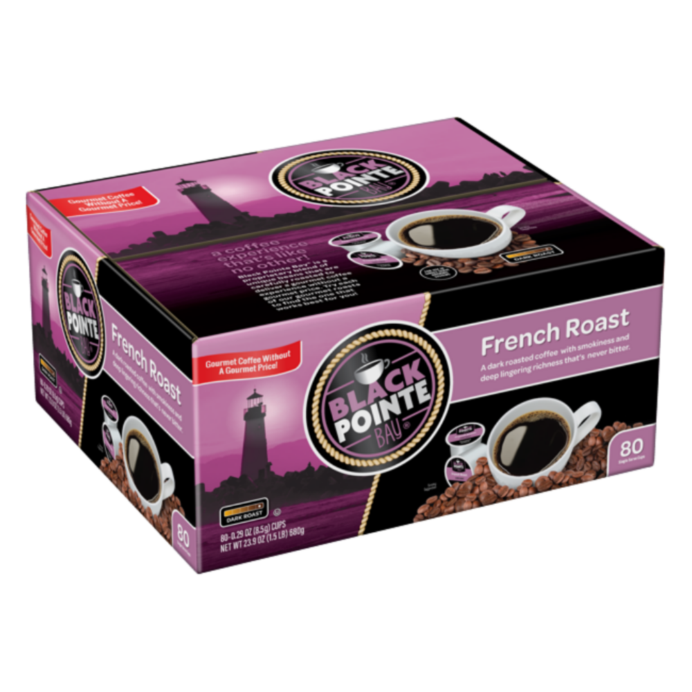 Black Pointe Bay, French Roast, Dark Roast, 80 Count Single Serve Coffee Pods for Keurig K-Cup Brewers