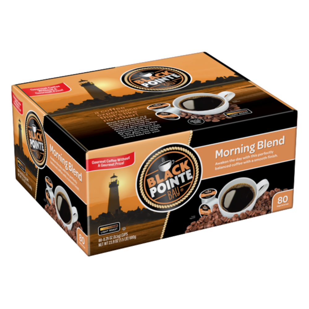 Black Pointe Bay, Morning Blend, Light Roast, 80 Count Single Serve Coffee Pods for Keurig K-Cup Brewers