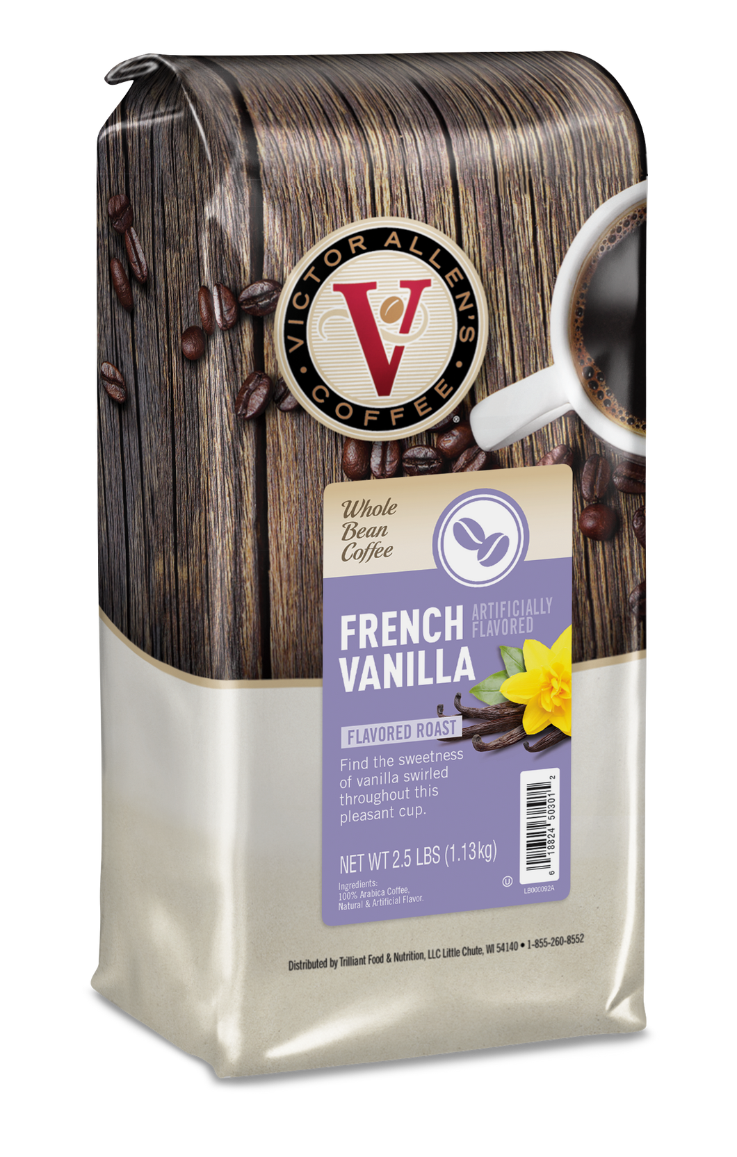 French Vanilla, Medium Roast, Whole Bean Coffee, 2.5lb Bag