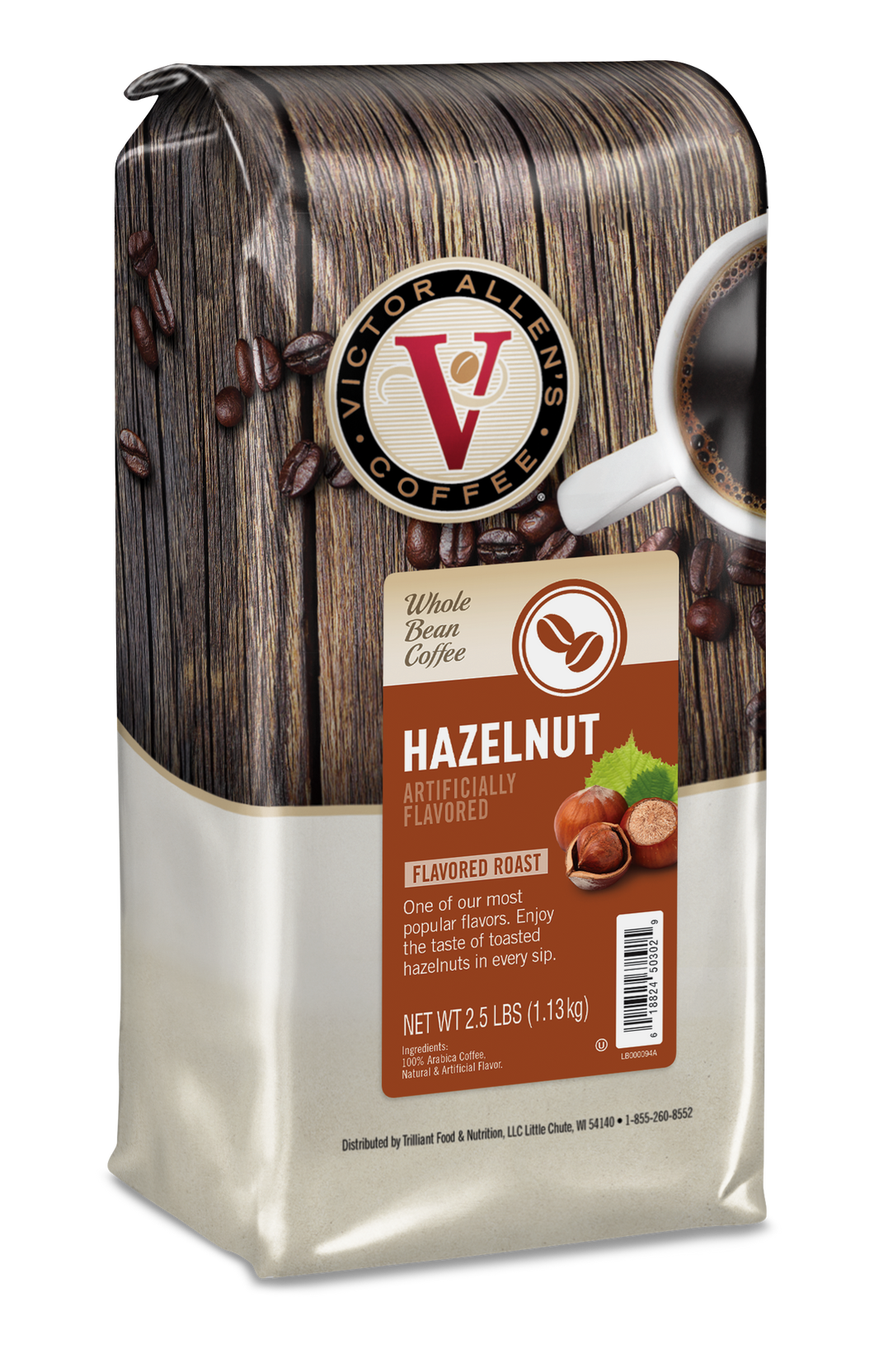 Hazelnut Flavored, Medium Roast, Whole Bean Coffee, 2.5 lb. Bag