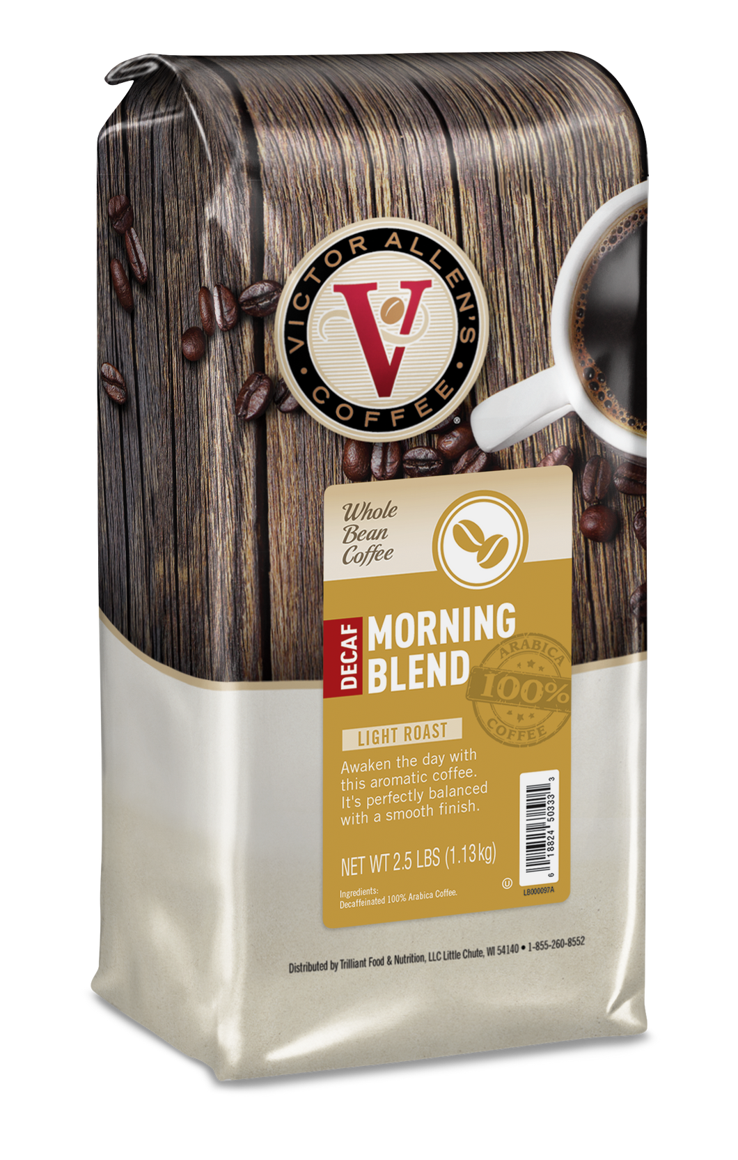 Decaf Morning Blend, Light Roast, Whole Bean Coffee, 2.5lb Bag